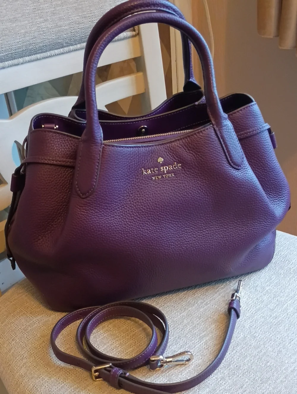 Kate Spade Large Dumpling Satchel Bag Ripe Plum purple